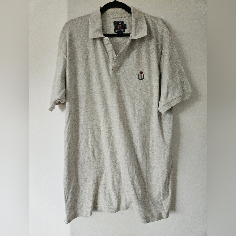 Chaps Gray Polo Shirt Soft Cotton Blend